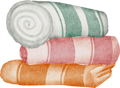 Watercolor Beach Towels Illustration